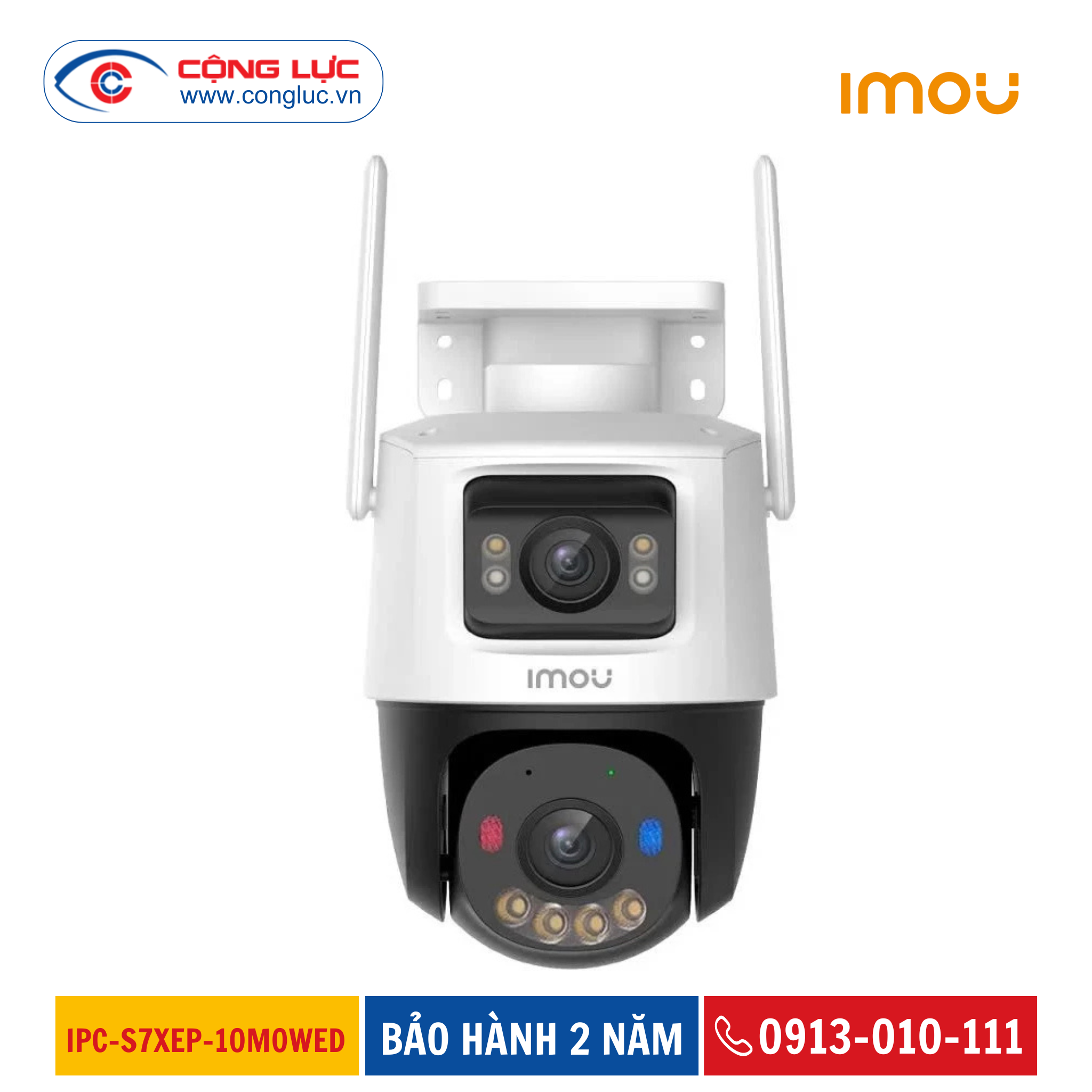 Camera Wifi 2 Mắt Ngoài Trời 10MP (5MP+5MP) iMOU IPC-S7XEP-10M0WED Xoay 360